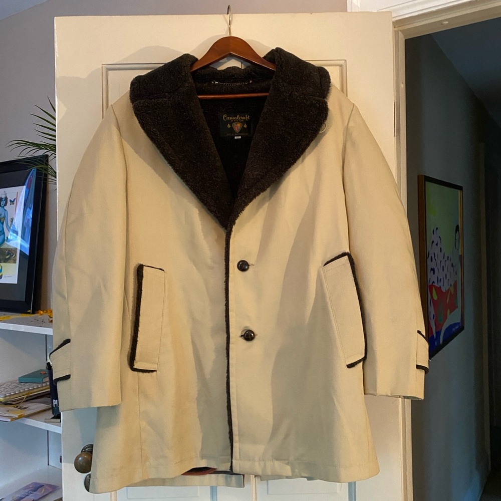 New York & Company Cream Trench Coat with Black Accents